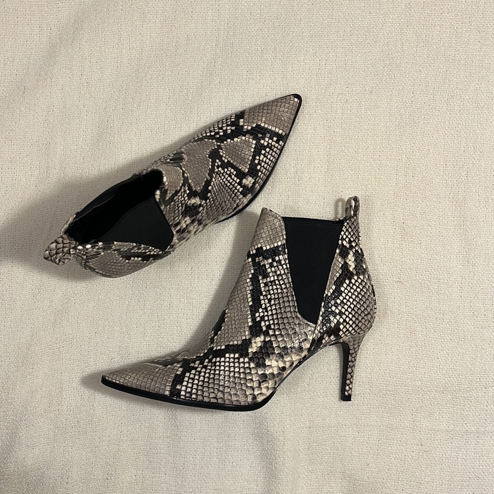 ZARA leather snakeskin high heel ankle boots andβ booties size 7 - Picture 2 of 10